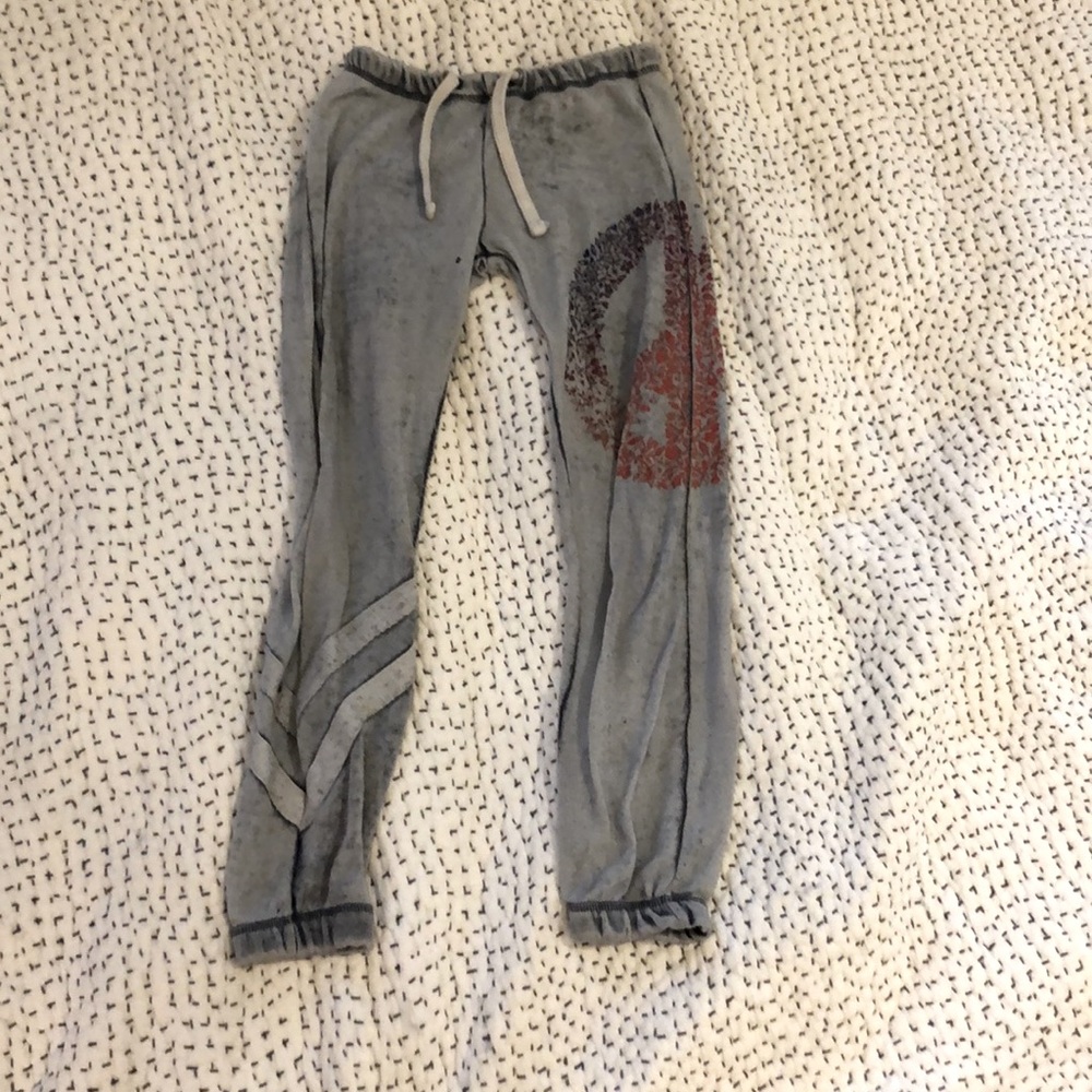 Grey Peace Sign Kids Sweatpants